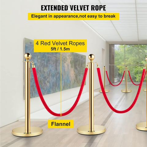 Gold Velvet Rope  Stanchion Queue Barrier