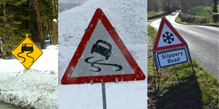 Slippery Road Sign & Slippery When Wet Sign Meaning